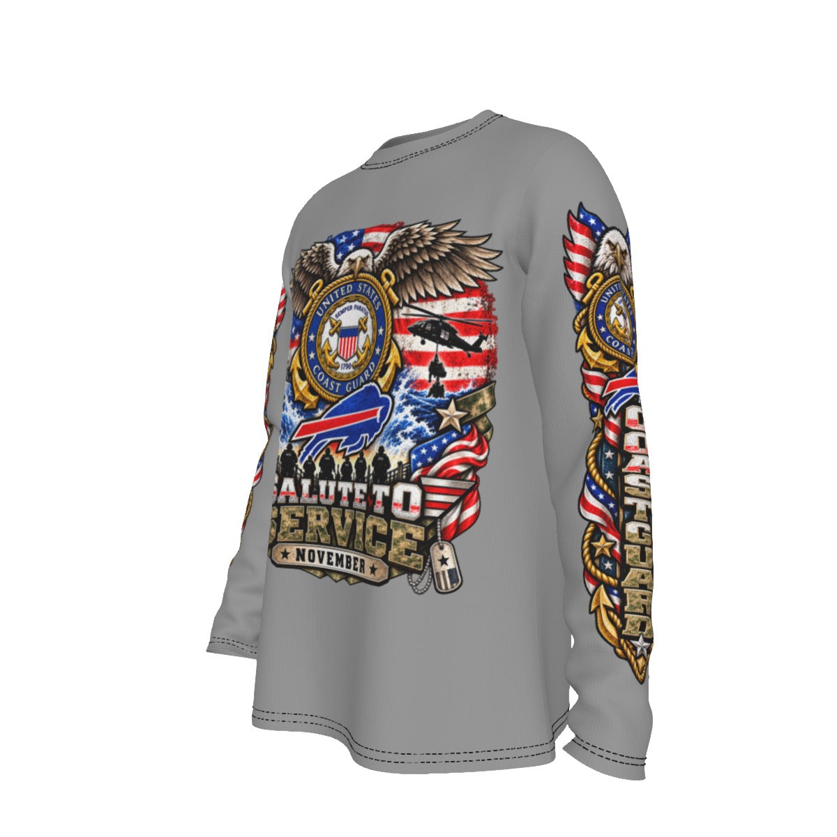 Bills-Themed Salute to Service Long Sleeve T-Shirt – U.S. Coast Guard