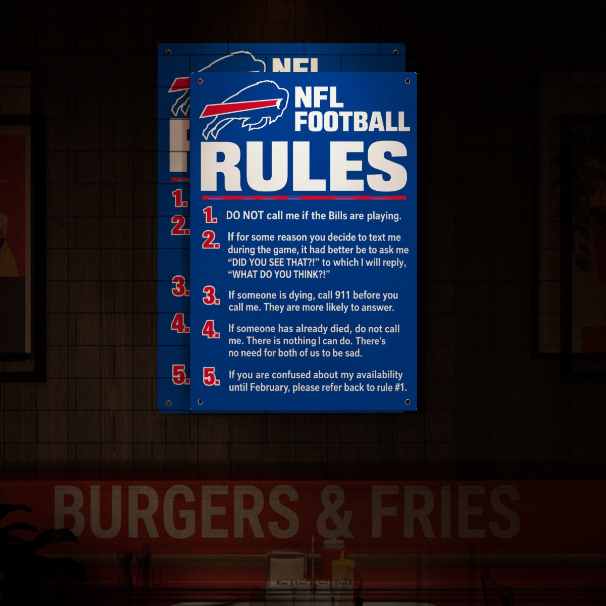 Man Cave Bills Rules Thickened Rectangular Iron Wall Painting