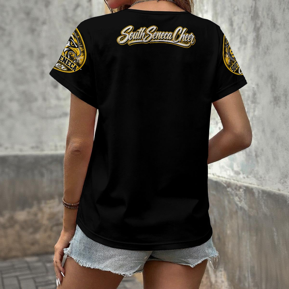 Custom South Seneca Cheer Mom V-Neck Shirt
