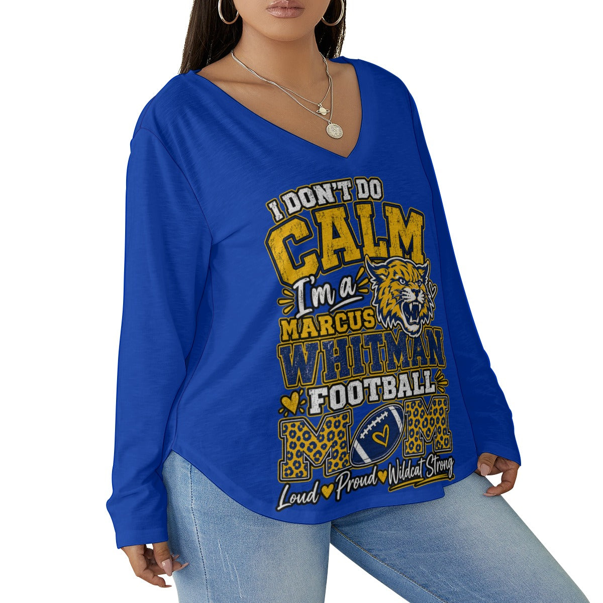 Marcus Whitman Women's V-neck T-shirt With Curved Hem(Plus Size)