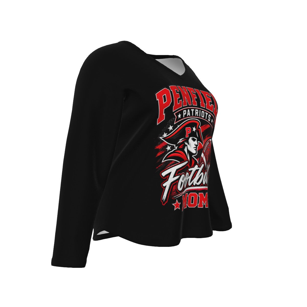 Penfield Football Mom Women's V-Neck T-Shirt With Curved Hem (Plus Size)