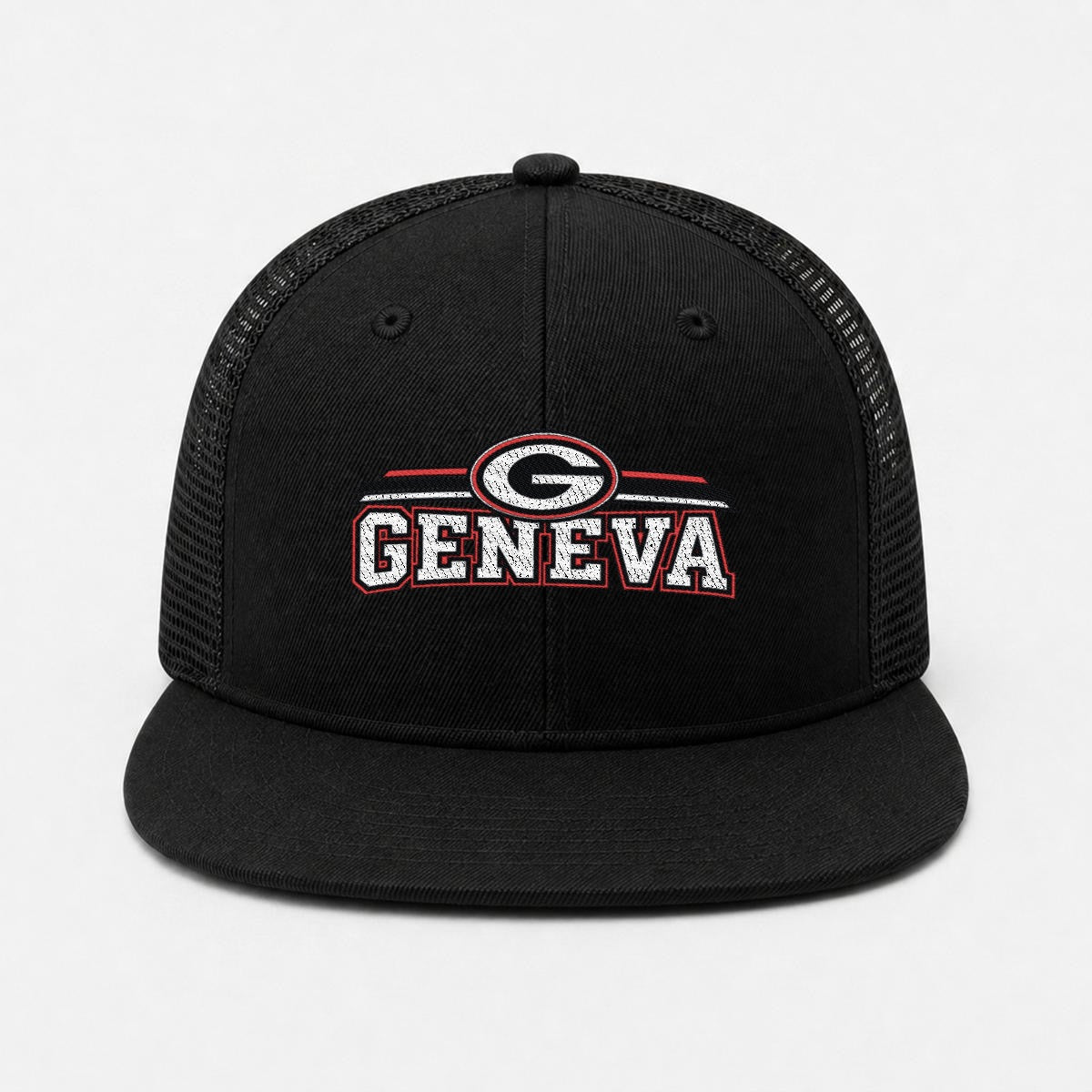 Geneva High School Embroidery Flat-Brim Mesh Cap