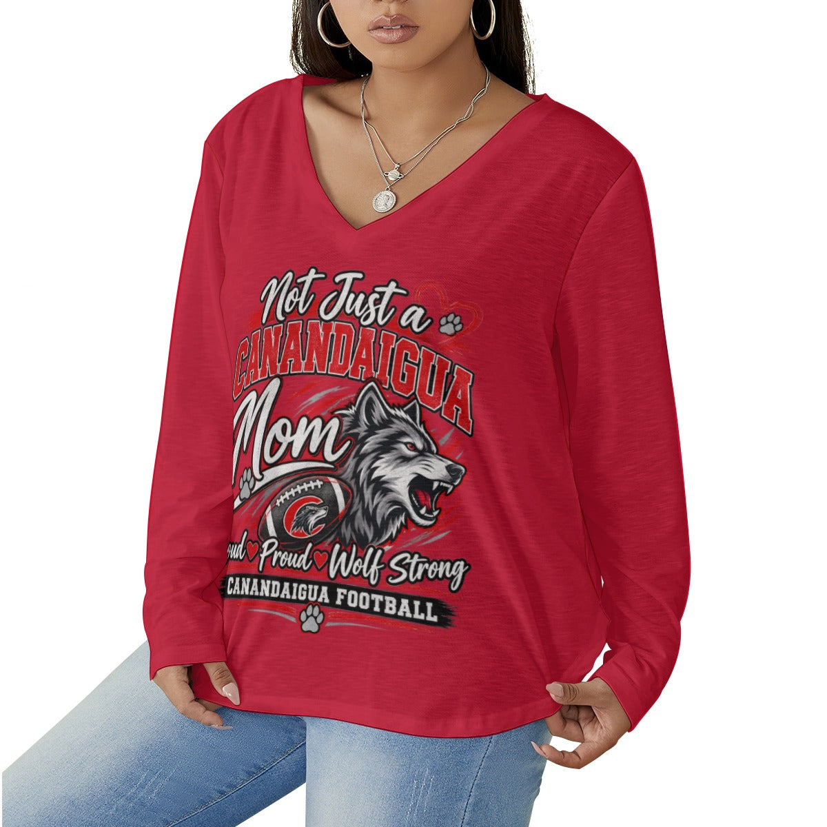Canandaigua Women's V-neck T-shirt With Curved Hem(Plus Size)