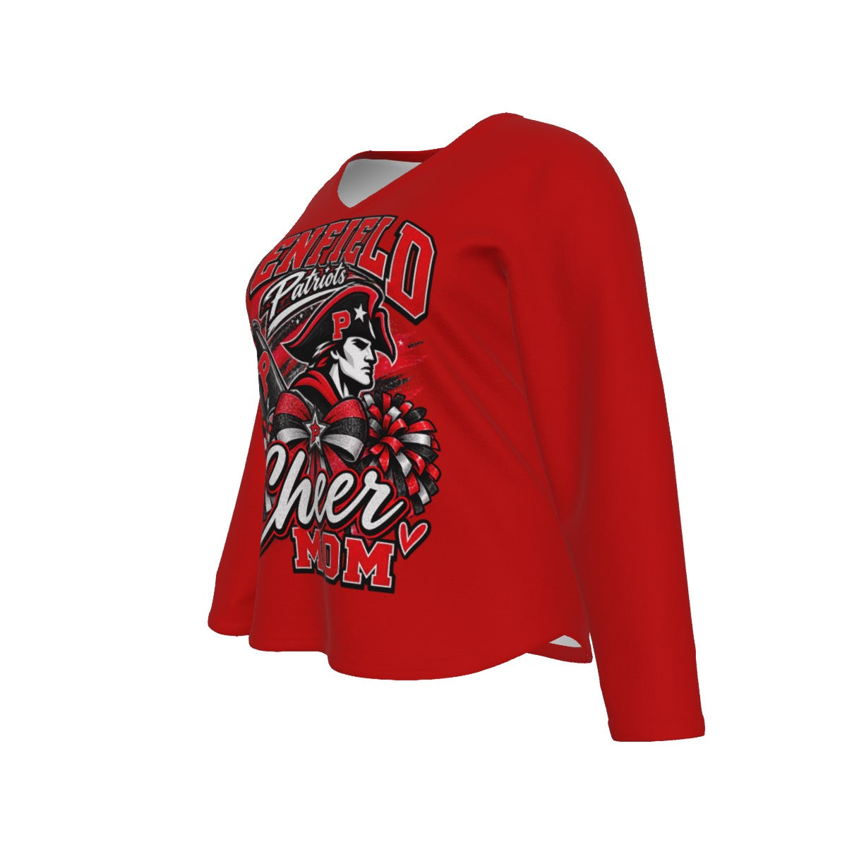 Penfield Cheer Mom Women's V-Neck T-Shirt With Curved Hem (Plus Size)