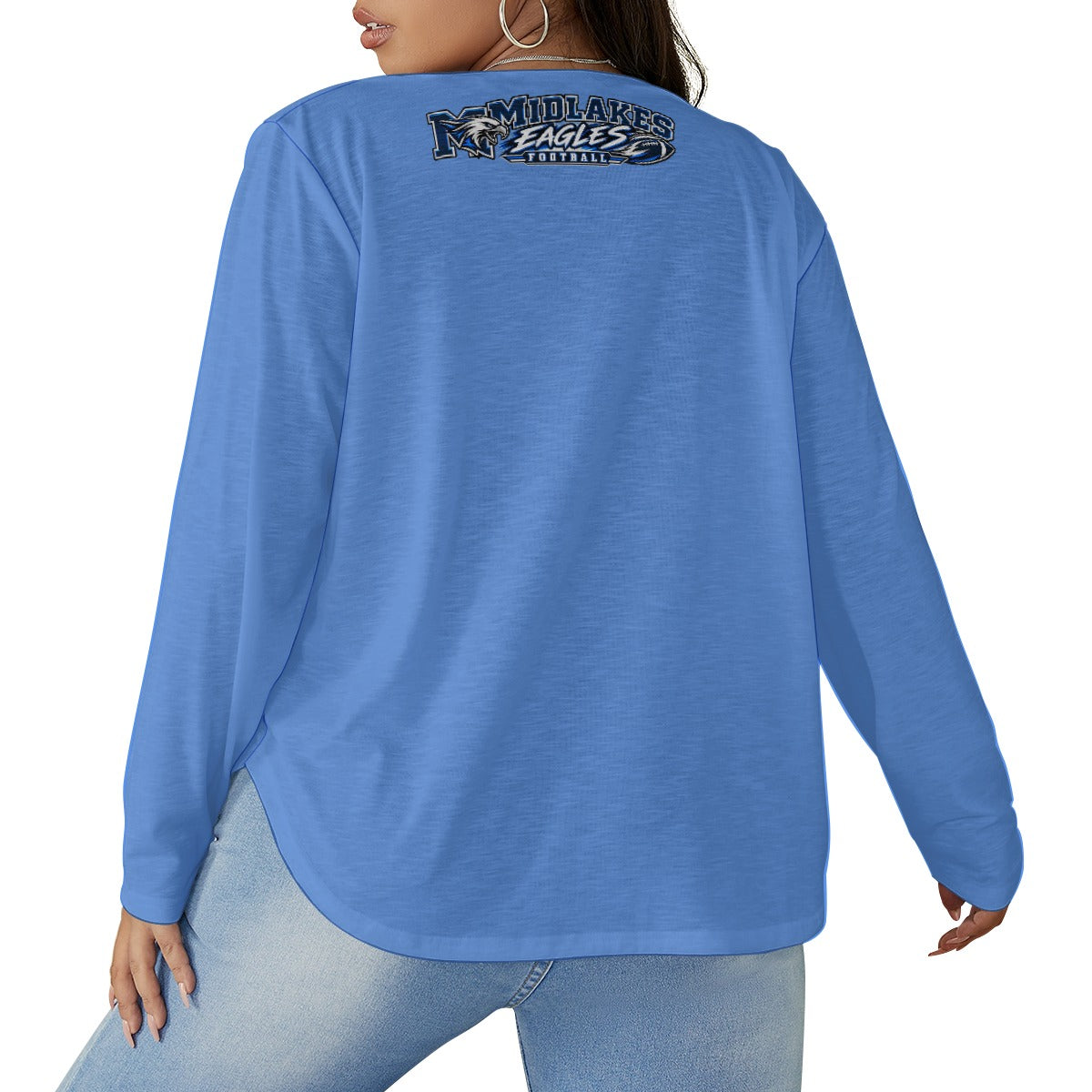 Midlakes Women's V-neck T-shirt With Curved Hem(Plus Size)