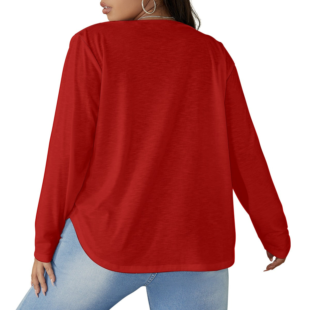Penfield Custom Women's V-neck T-shirt With Curved Hem(Plus Size)
