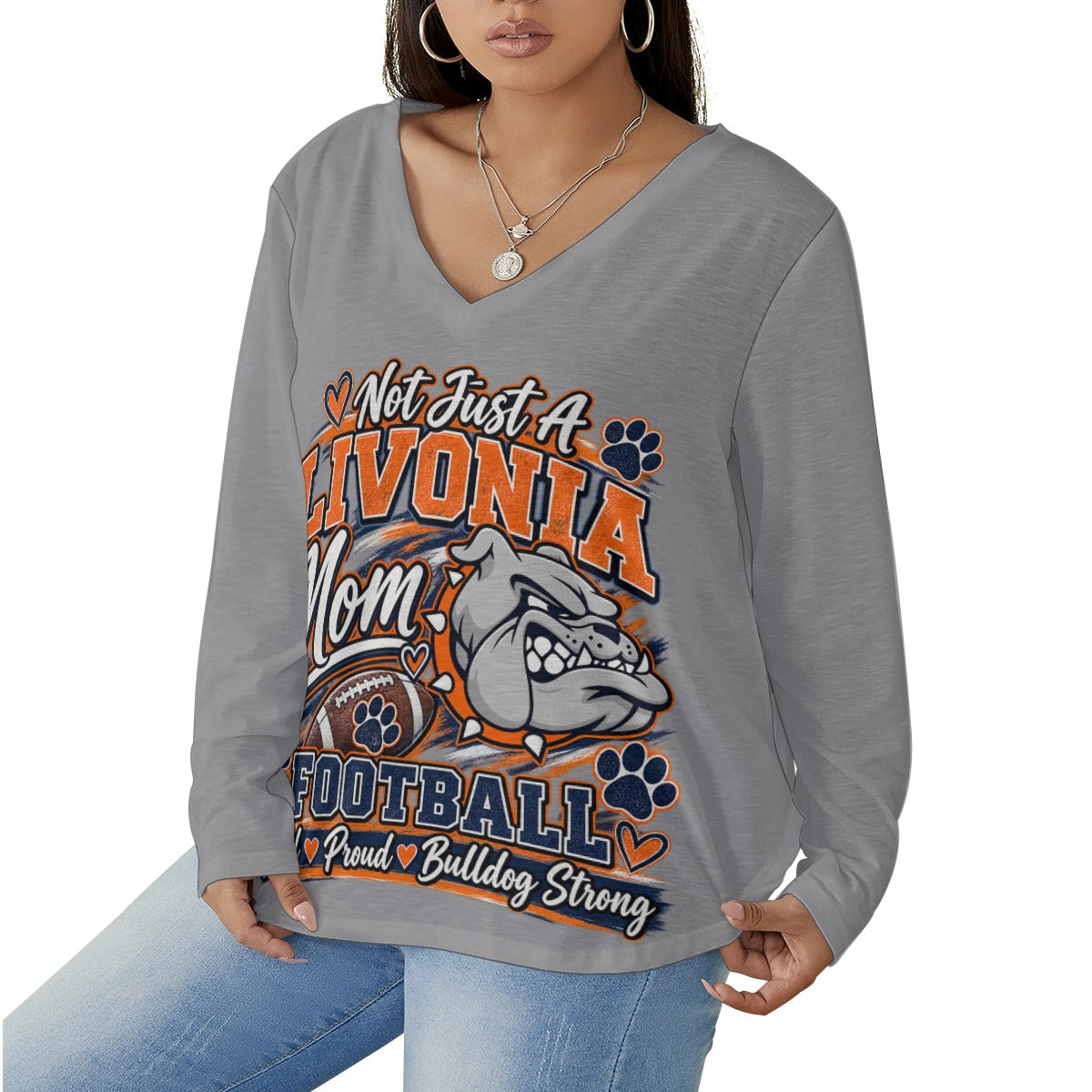Livonia Women's V-neck T-shirt With Curved Hem(Plus Size)