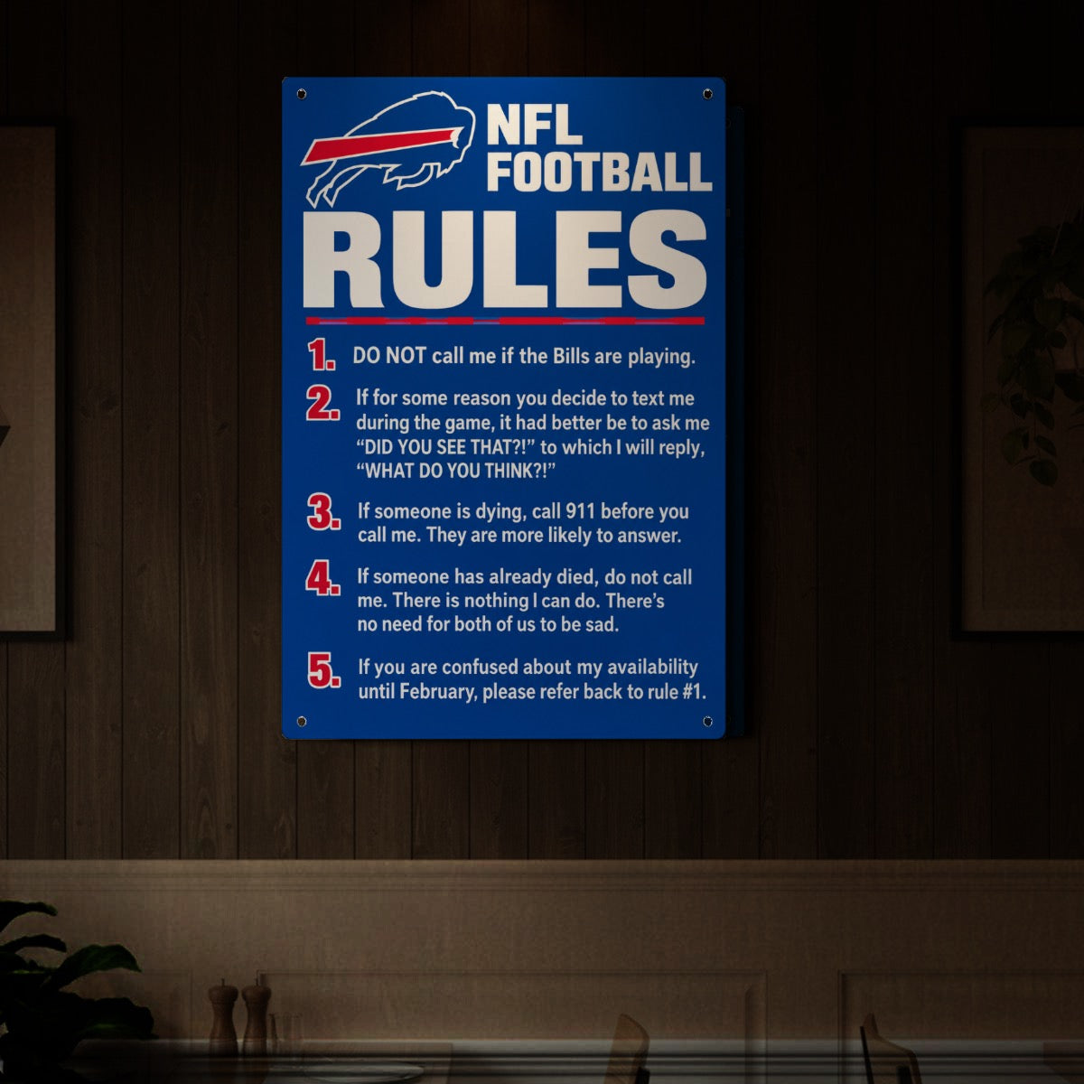 Man Cave Bills Rules Thickened Rectangular Iron Wall Painting