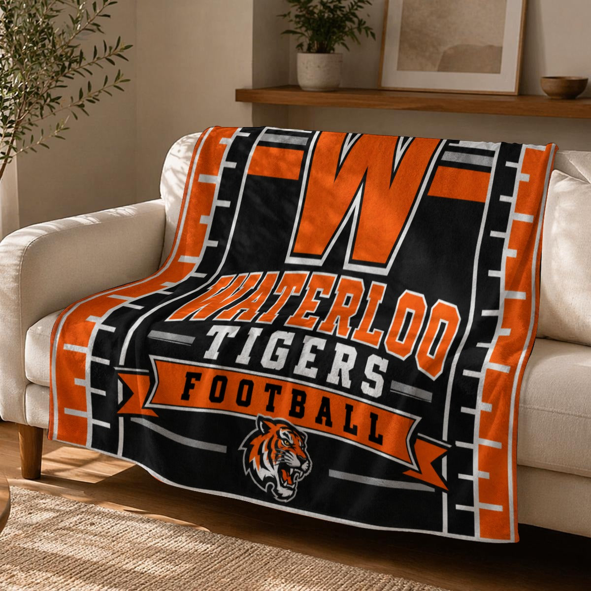Waterloo Tigers Football Flannel Blanket