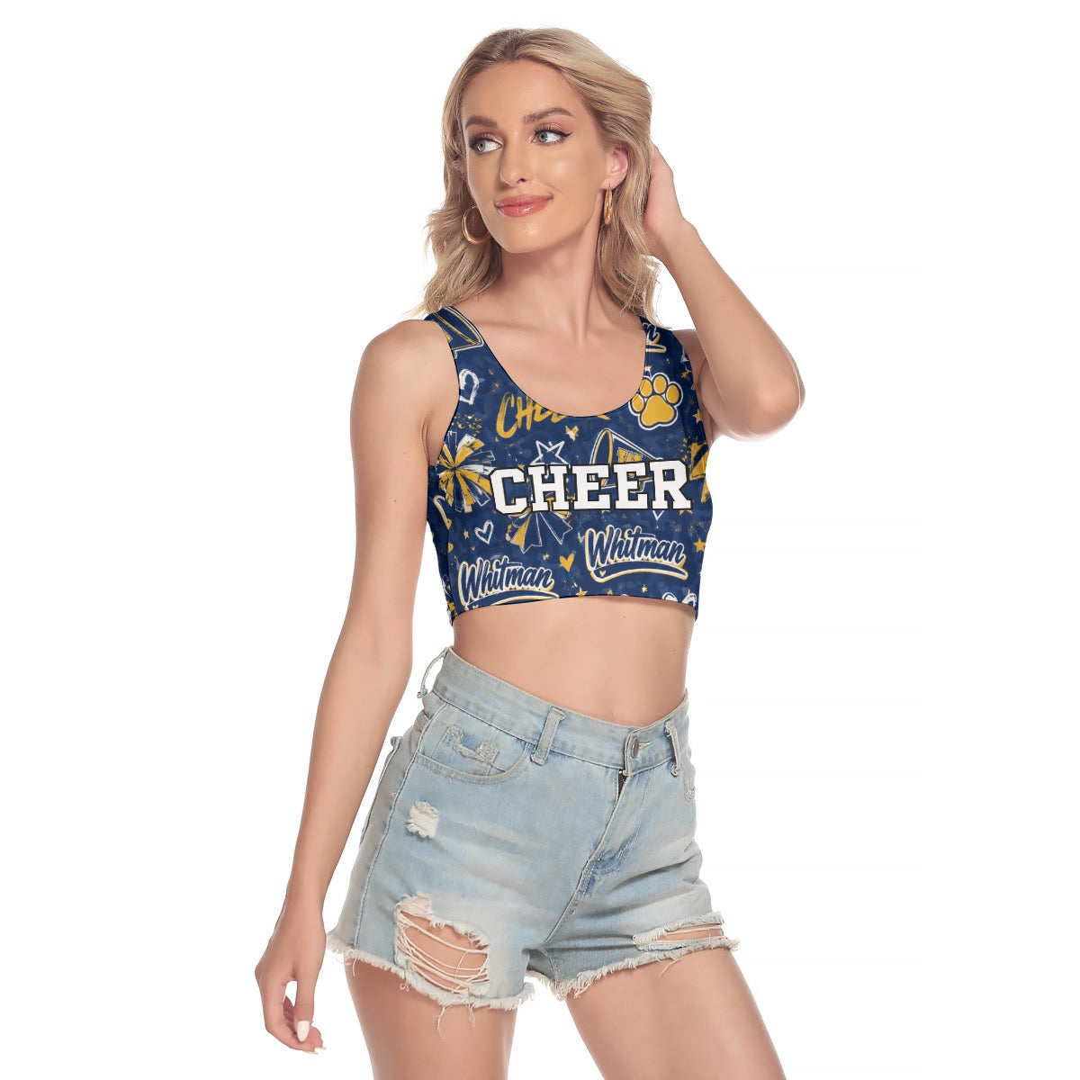 Marcus Whitman Cheer All-Over Print Women's Sport Crop Tank Top
