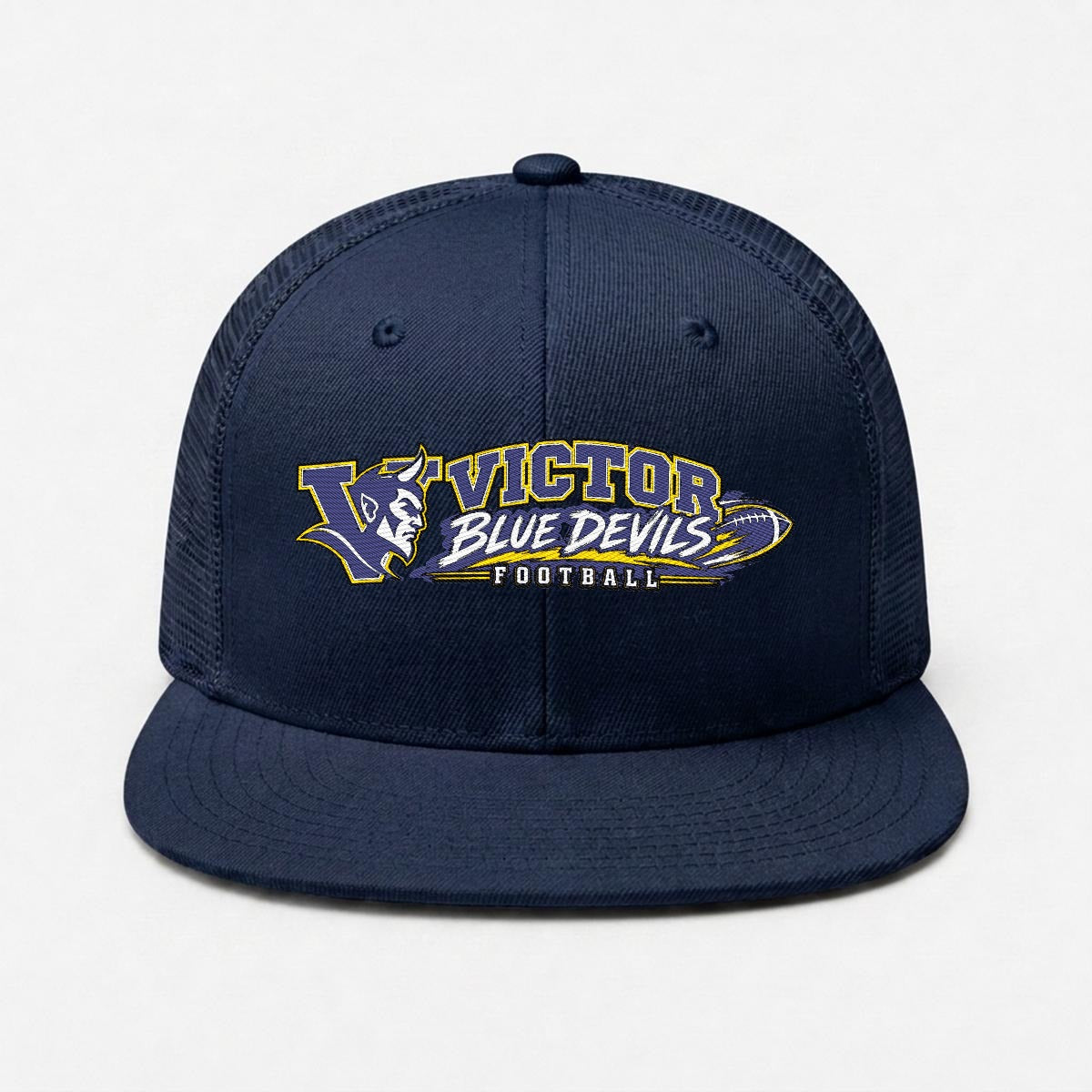Victor Football Embroidery Flat-Brim Mesh Cap