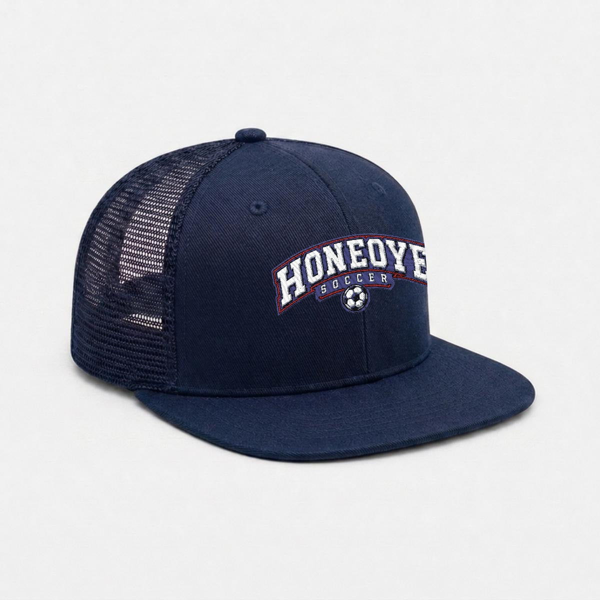 Honeoye Soccer Embroidery Flat-Brim Mesh Cap