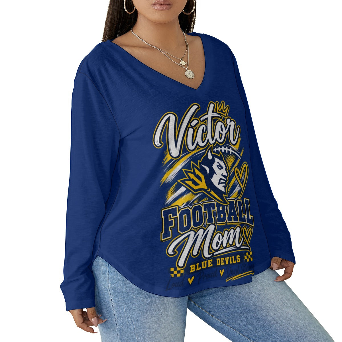 Victor Women's V-neck T-shirt With Curved Hem(Plus Size)