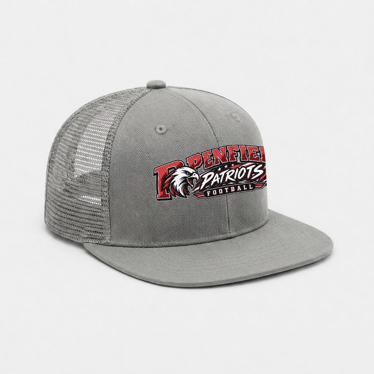 Embroidery Flat-Brim Mesh Cap