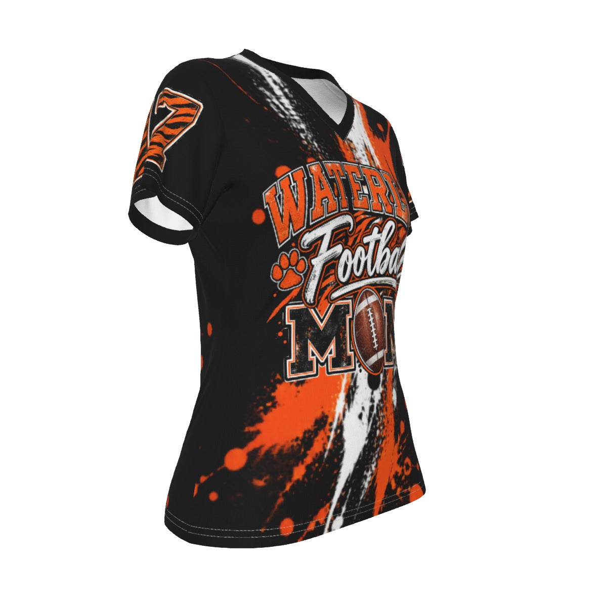 Waterloo Tigers Football Mom V-Neck T-Shirt