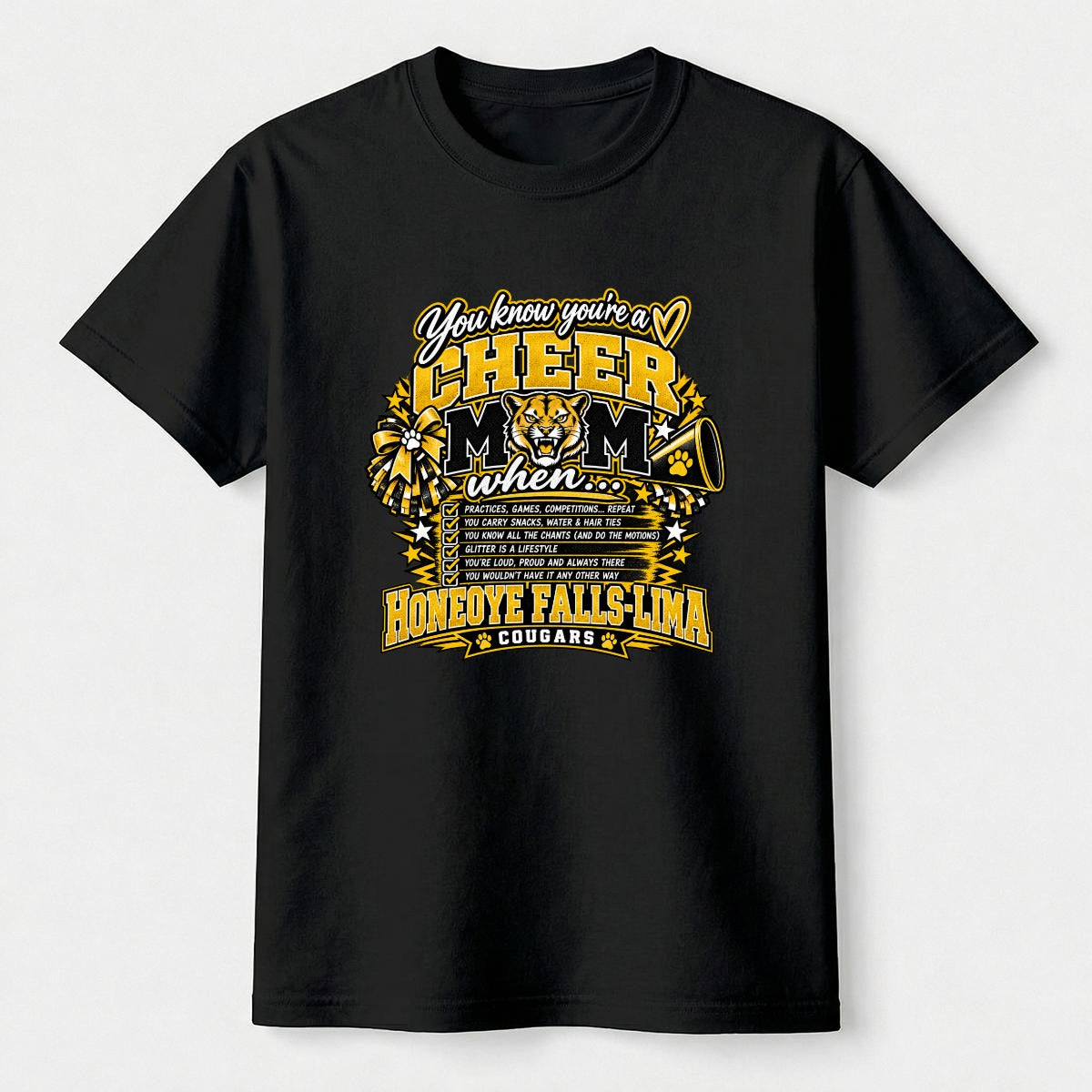 Honeoye Falls Lima Cheer Mom Shirt – Cougar Pride