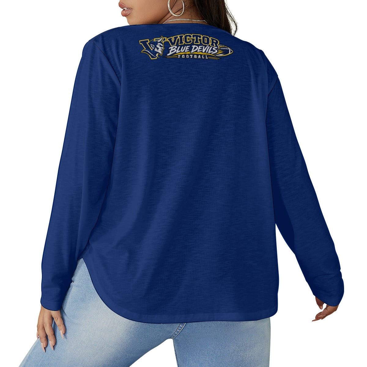Victor Women's V-neck T-shirt With Curved Hem(Plus Size)