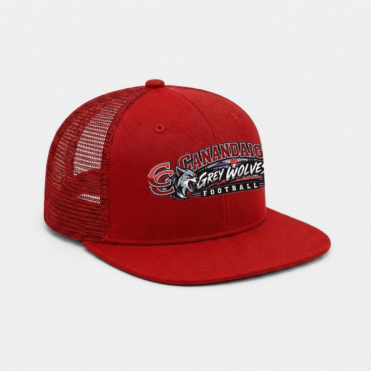 Canandaigua Football Embroidery Flat-Brim Mesh Cap