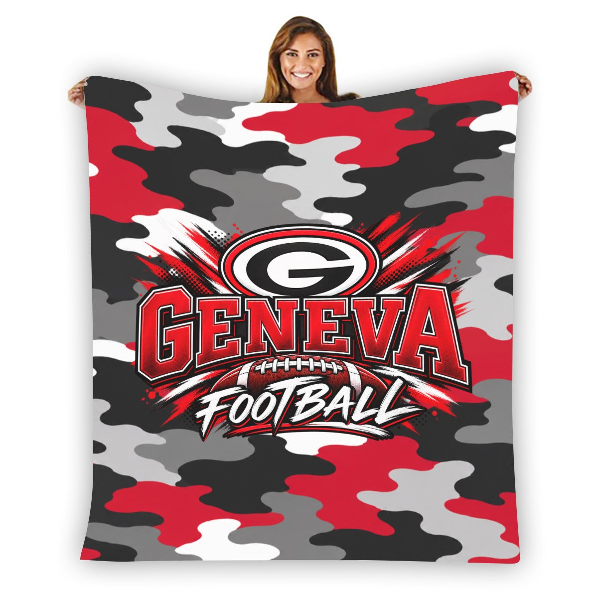 Geneva Football Single-Side Printing Flannel Blanket
