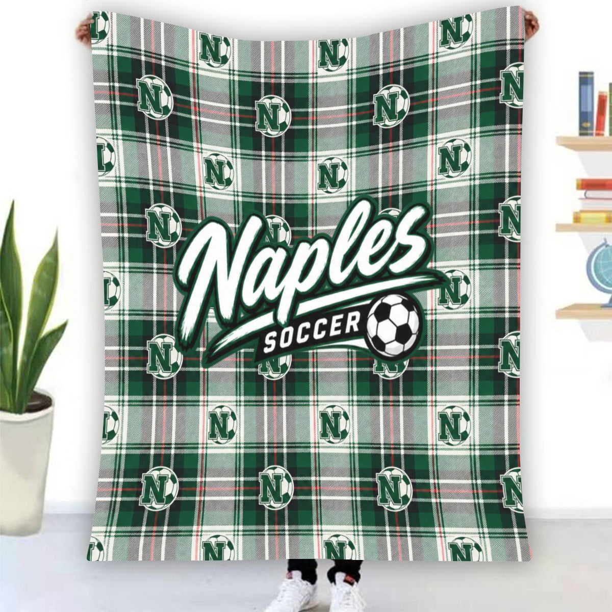 Naples Soccer Single-Side Printing Flannel Blanket