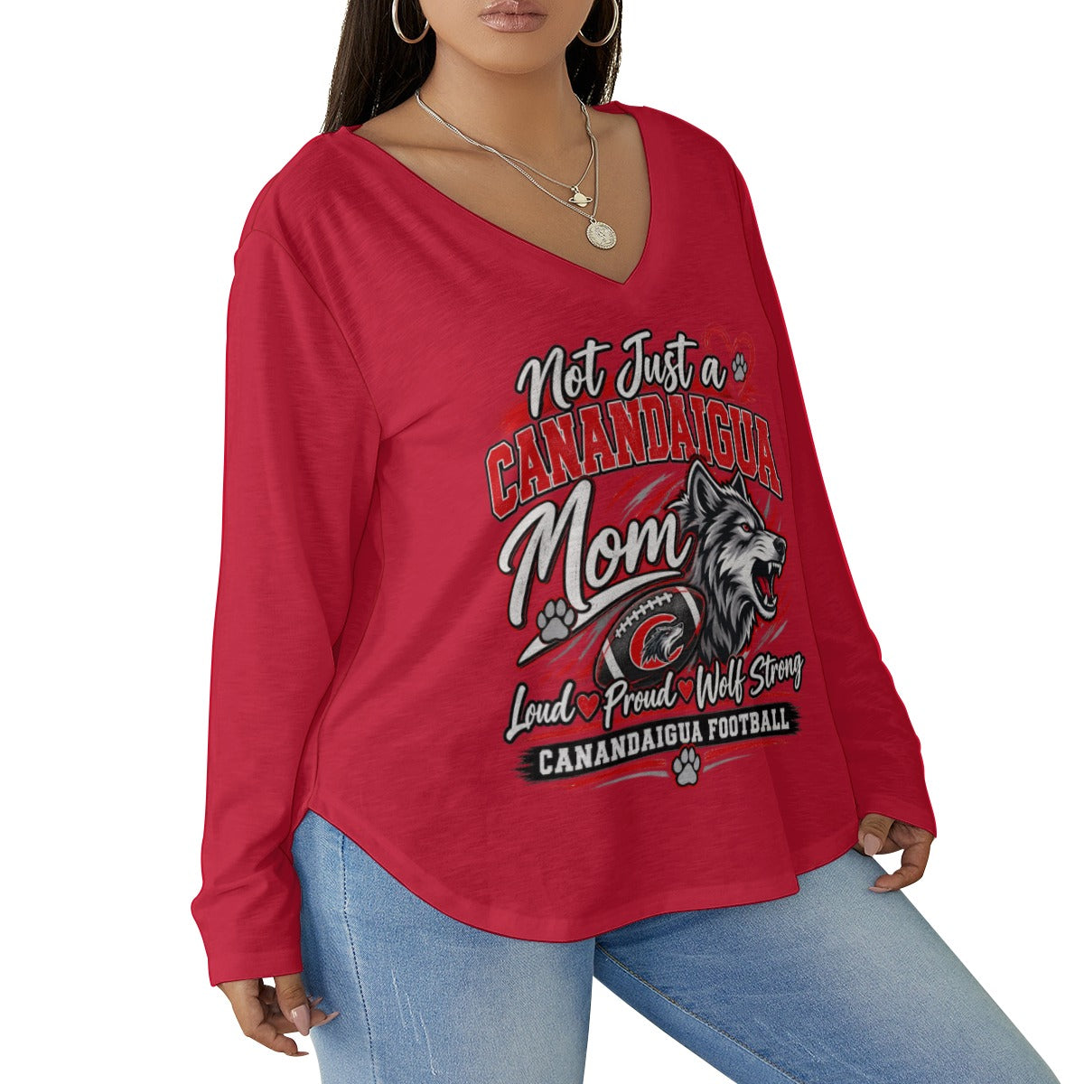 Canandaigua Women's V-neck T-shirt With Curved Hem(Plus Size)