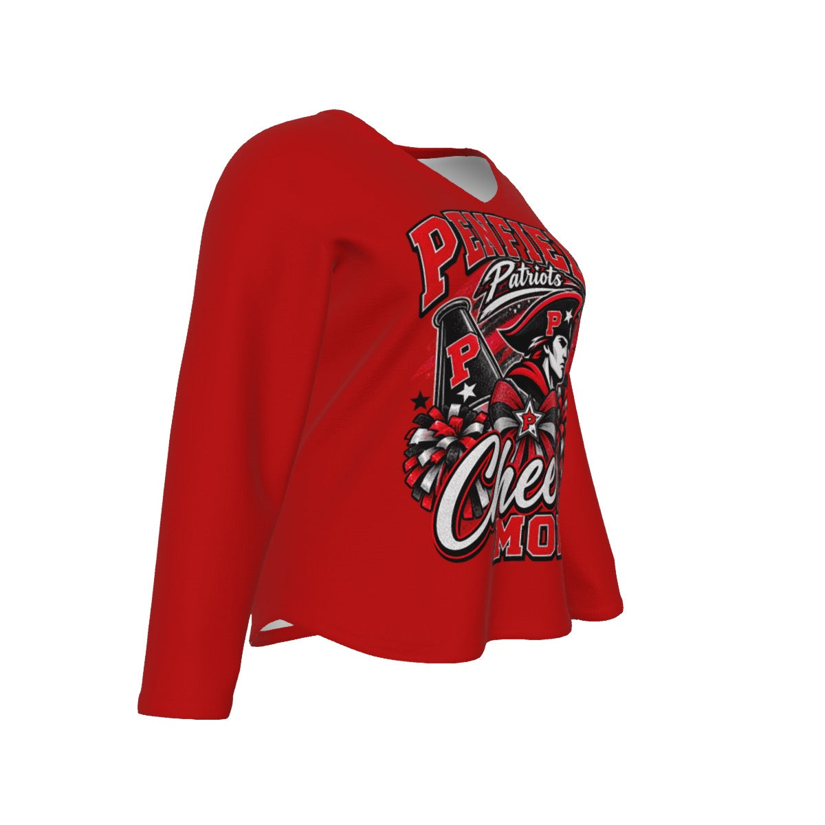 Penfield Cheer Mom Women's V-Neck T-Shirt With Curved Hem (Plus Size)