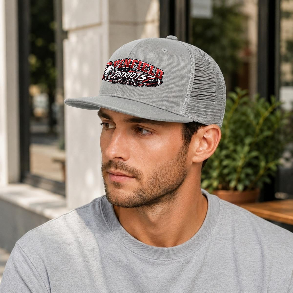 Embroidery Flat-Brim Mesh Cap
