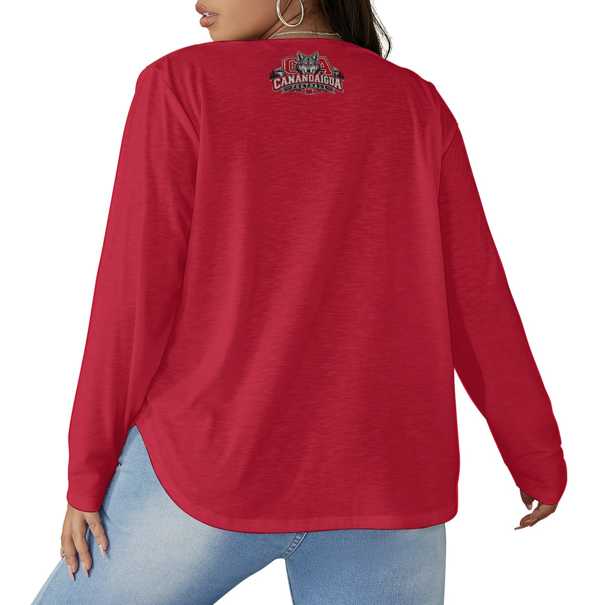 Canandaigua Women's V-neck T-shirt With Curved Hem(Plus Size)
