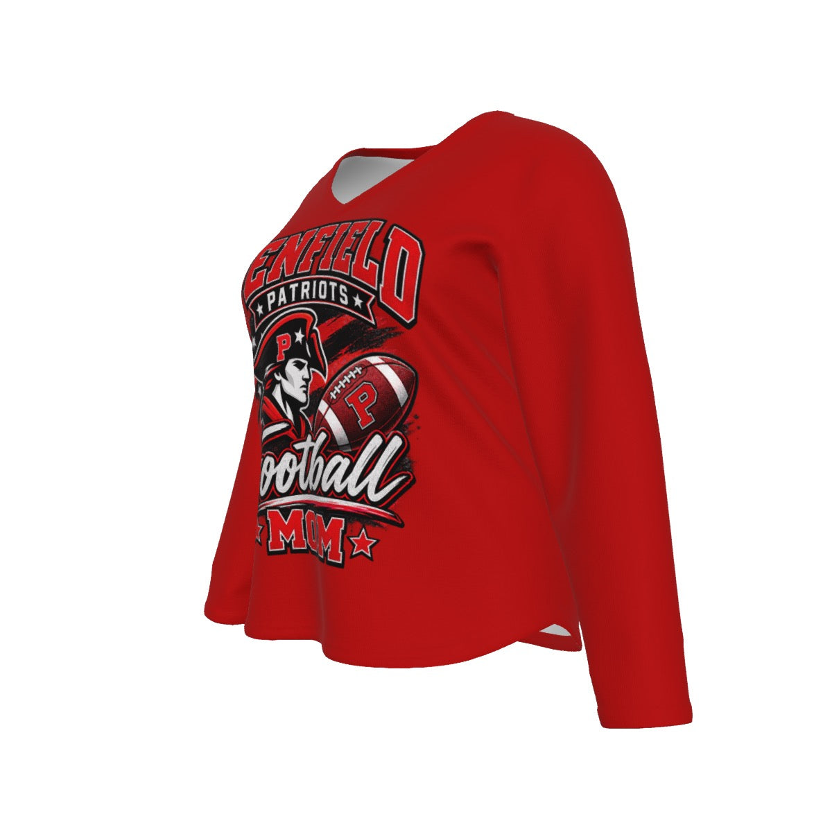 Penfield Football Mom Women's V-Neck T-Shirt With Curved Hem (Plus Size)
