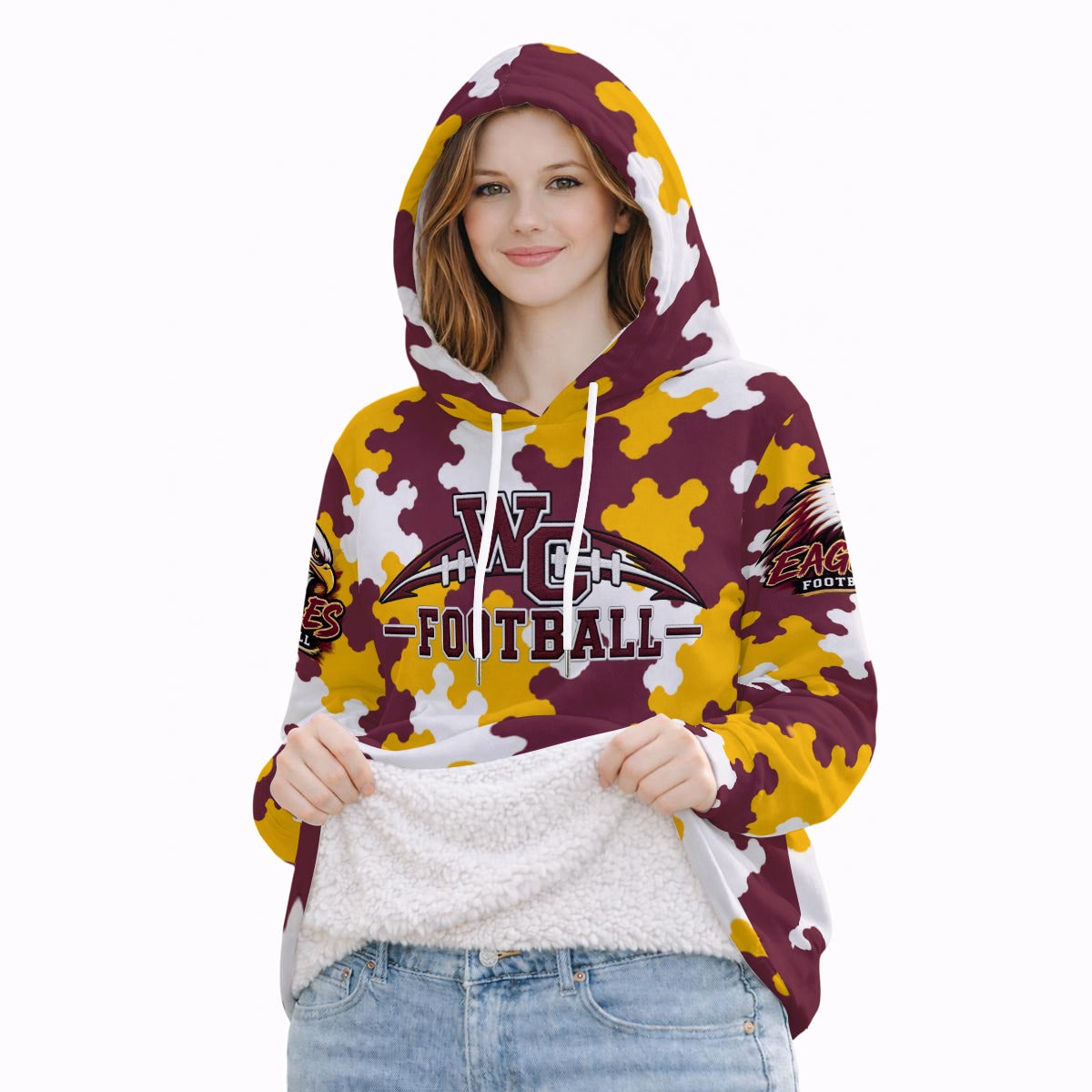 Wayland-Cohocton Football Women’s Fleece Lined Warm Hoodie