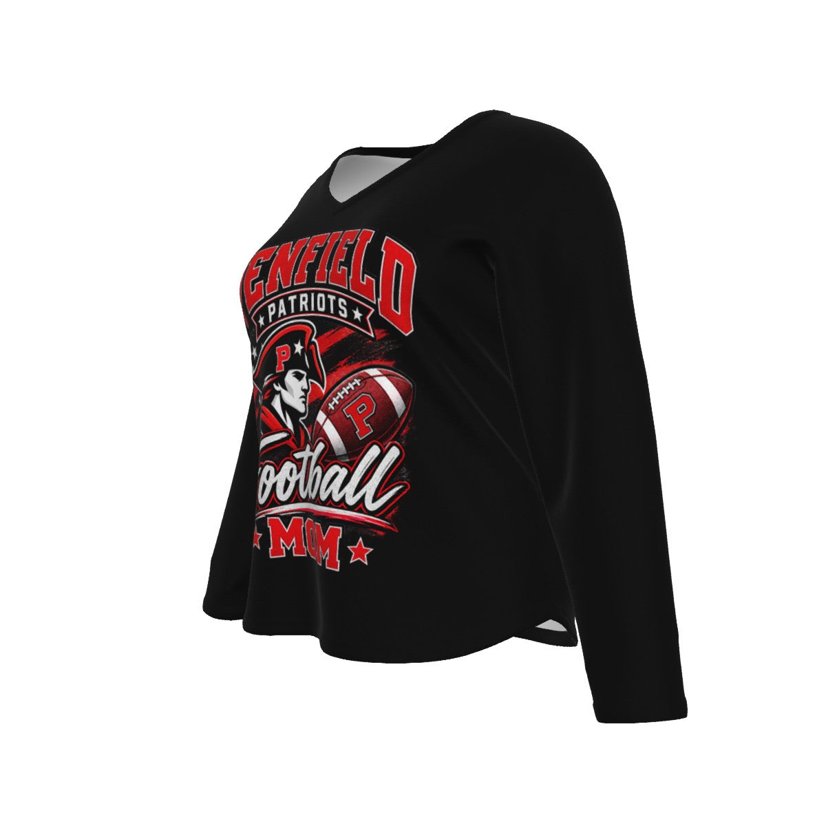 Penfield Football Mom Women's V-Neck T-Shirt With Curved Hem (Plus Size)