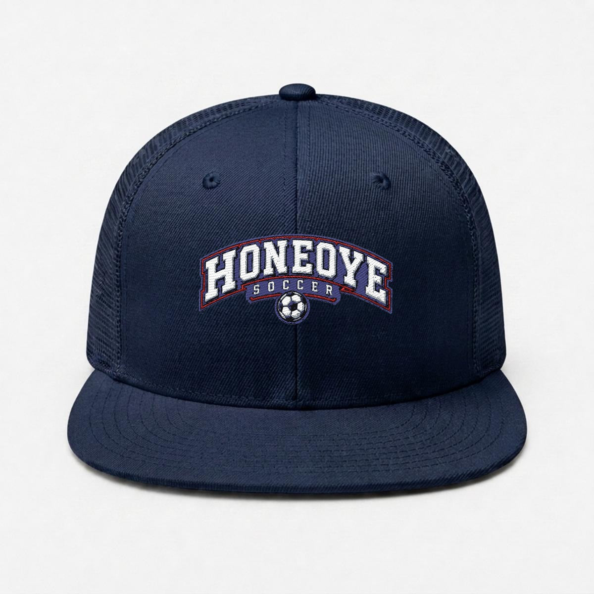 Honeoye Soccer Embroidery Flat-Brim Mesh Cap