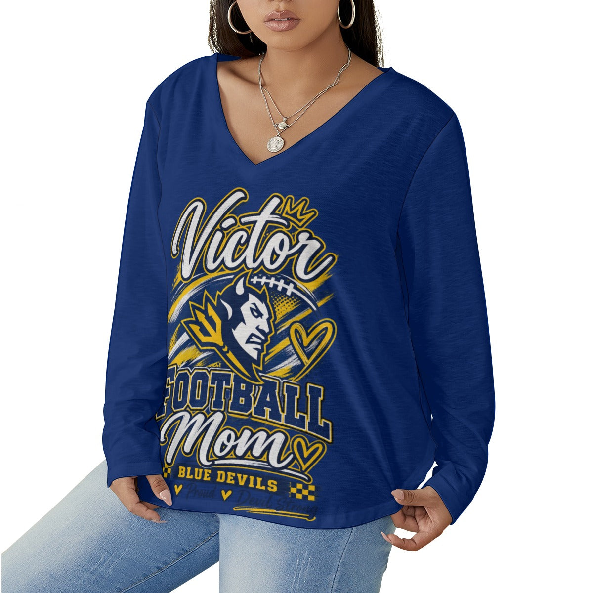 Victor Women's V-neck T-shirt With Curved Hem(Plus Size)