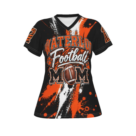 Waterloo Tigers Football Mom V-Neck T-Shirt