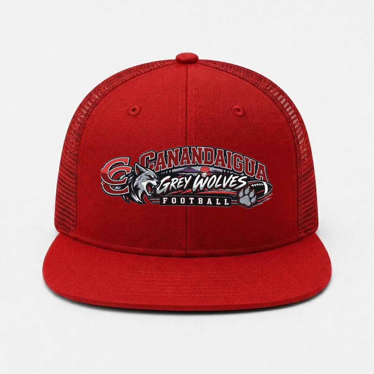 Canandaigua Football Embroidery Flat-Brim Mesh Cap