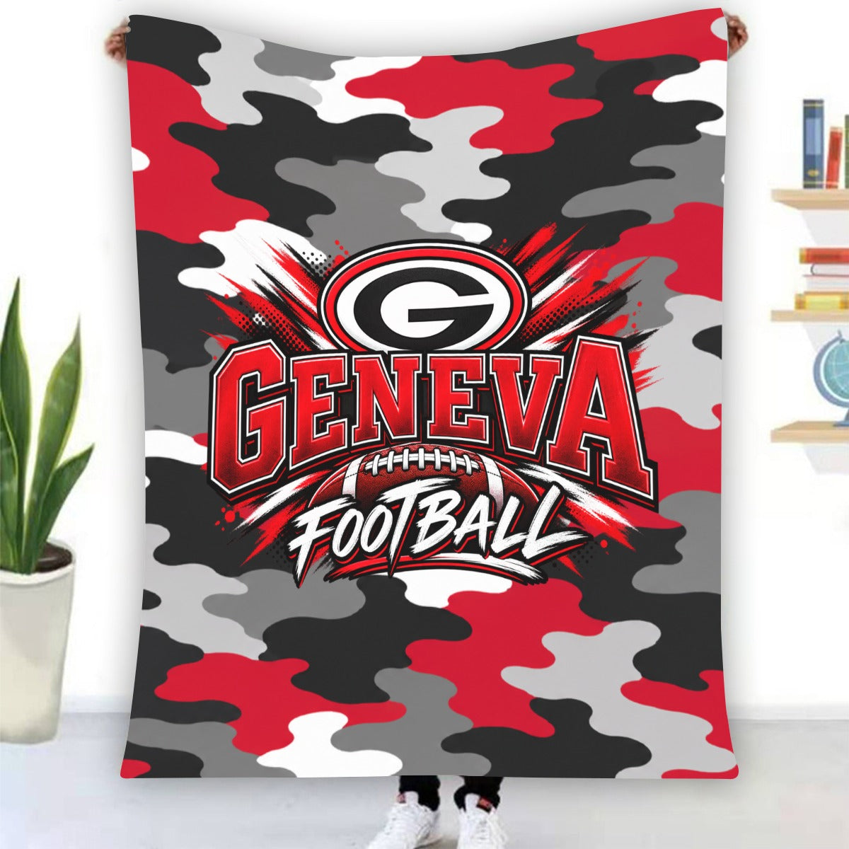 Geneva Football Single-Side Printing Flannel Blanket