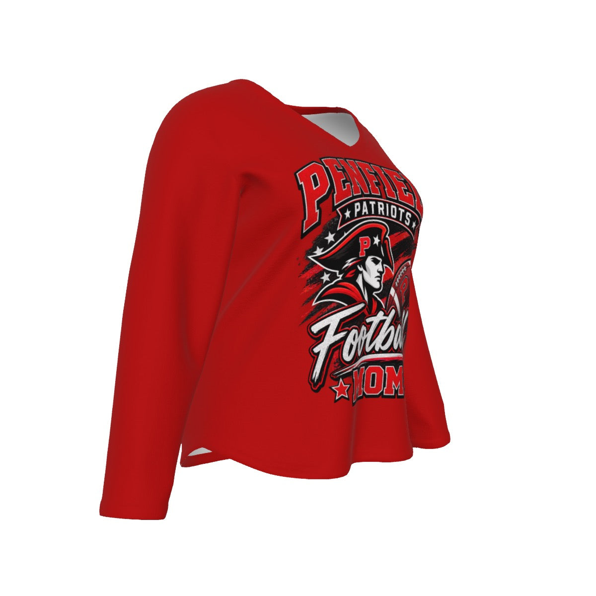 Penfield Football Mom Women's V-Neck T-Shirt With Curved Hem (Plus Size)