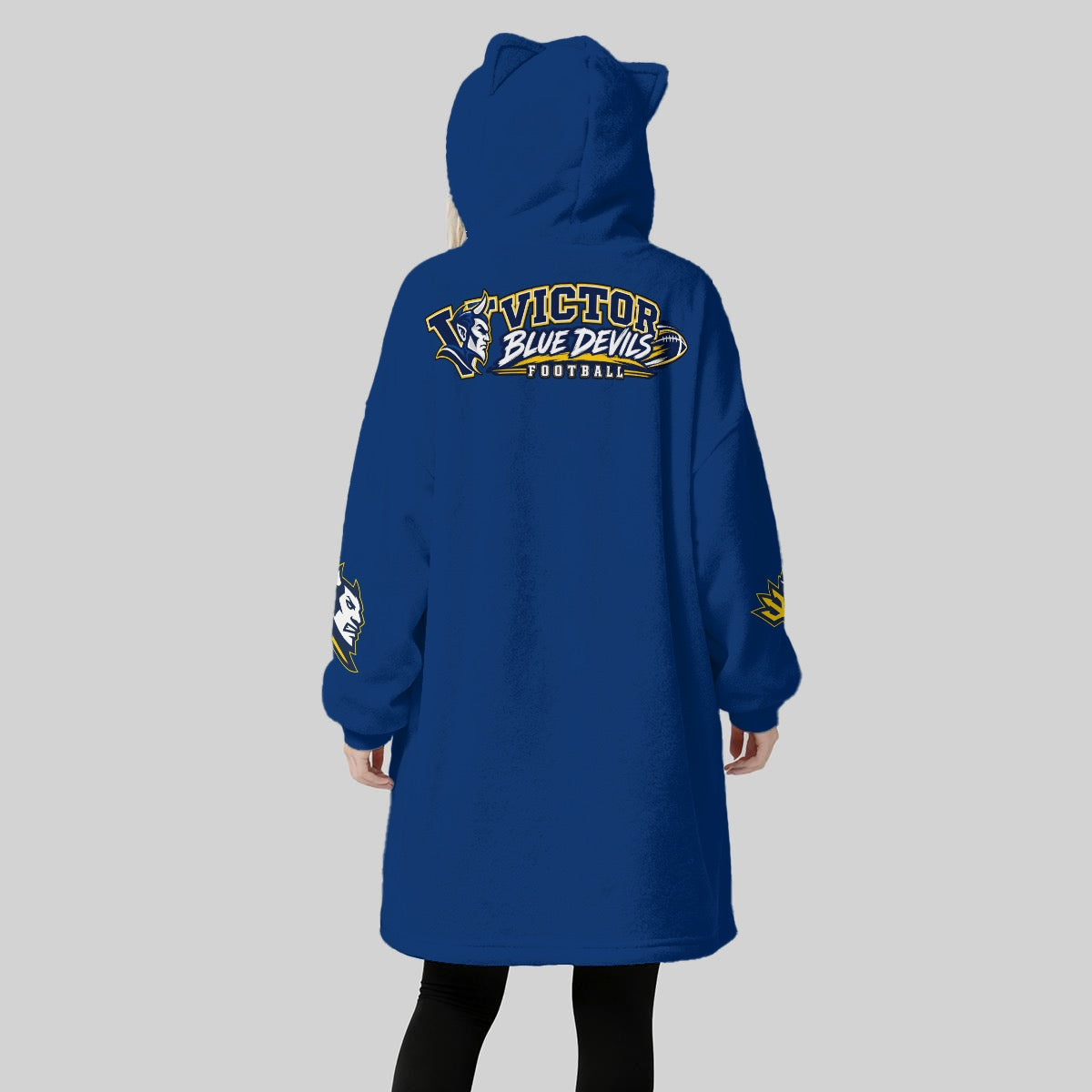 Victor Football Women's Fleece Oversized Hoodie Blanket With Decorative Ears