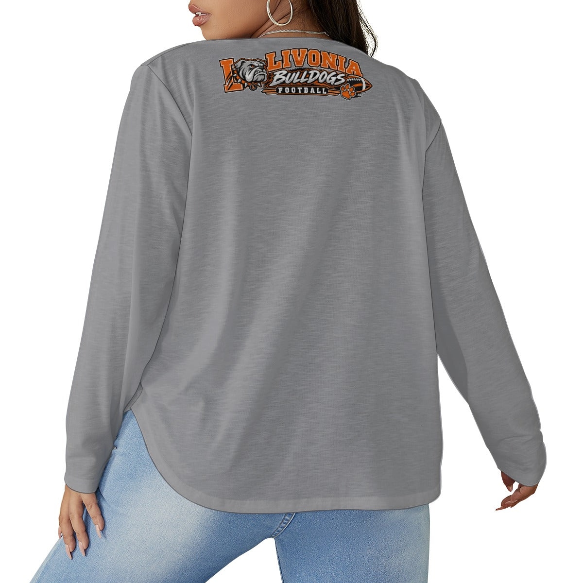 Livonia Women's V-neck T-shirt With Curved Hem(Plus Size)